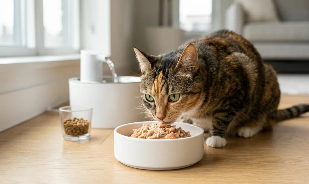 Guía definitiva de alimentos húmedos para gatos e hidratación preventiva